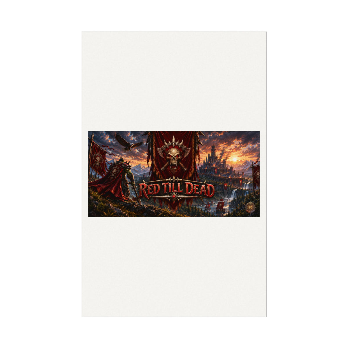 Red Till Dead Gothic Skull Poster — Textured Watercolor Matte Print