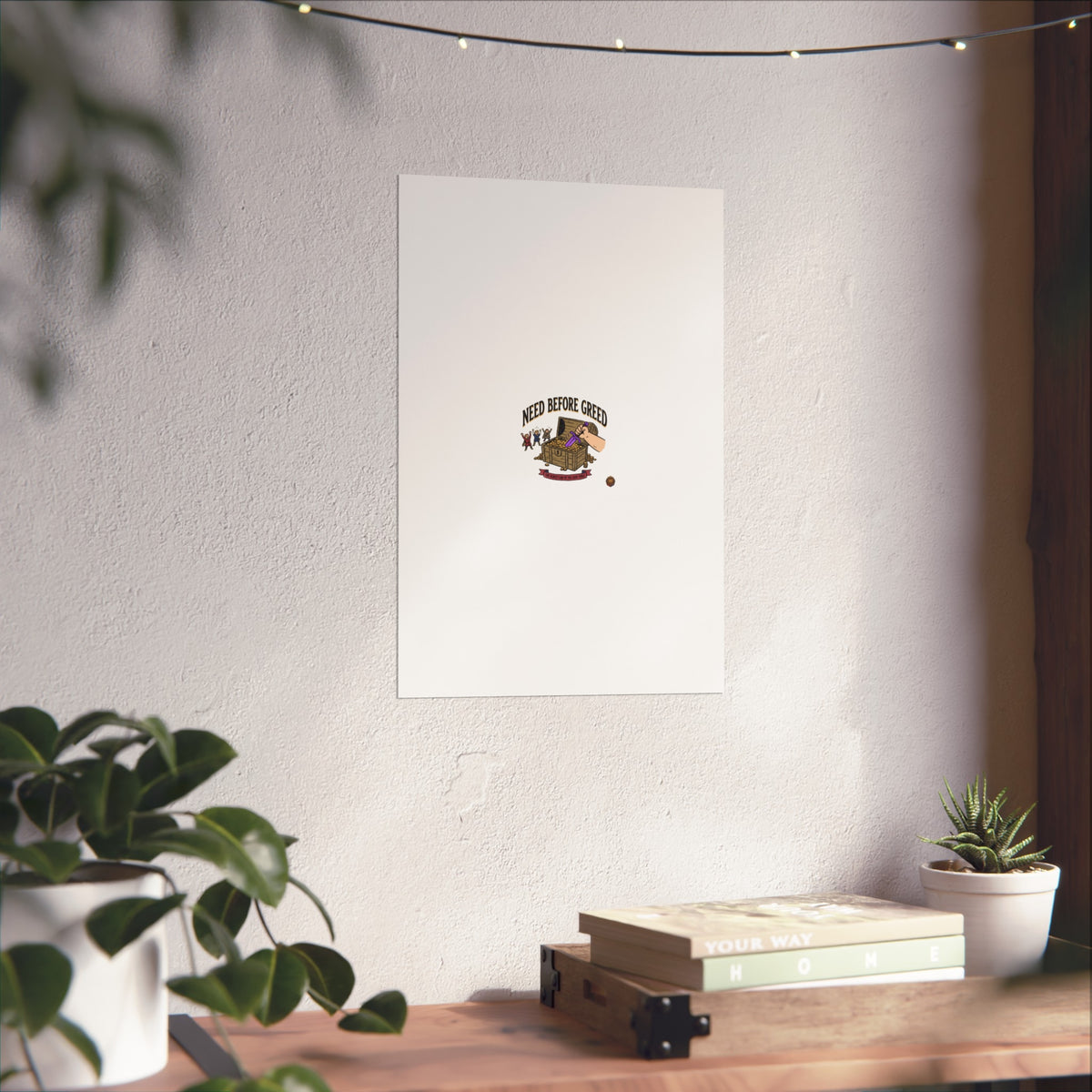 Need Before Greed Fine Art Poster — Vintage Chest Illustration, Inspirational Wall Art