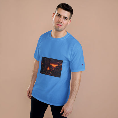 Champion T-Shirt — Dark Fantasy Volcano Landscape Graphic Tee
