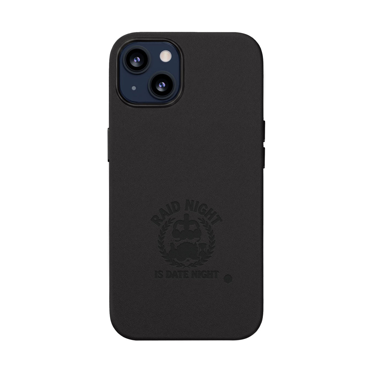 Engraved PU Leather Phone Case — 'Raid Night' Embossed Protective Cover