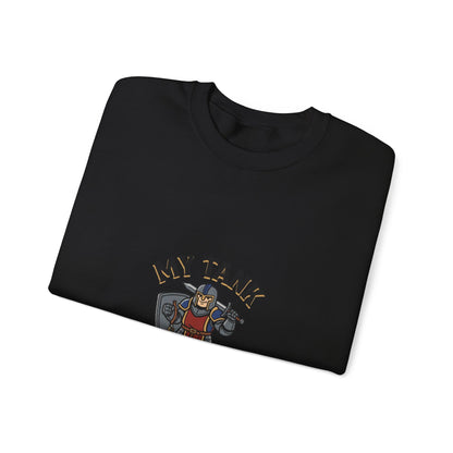 Crewneck Sweatshirt — "My Tank Is My Husband" RPG Gamer Graphic