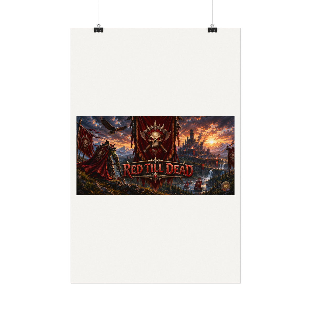 Red Till Dead Gothic Skull Poster — Textured Watercolor Matte Print