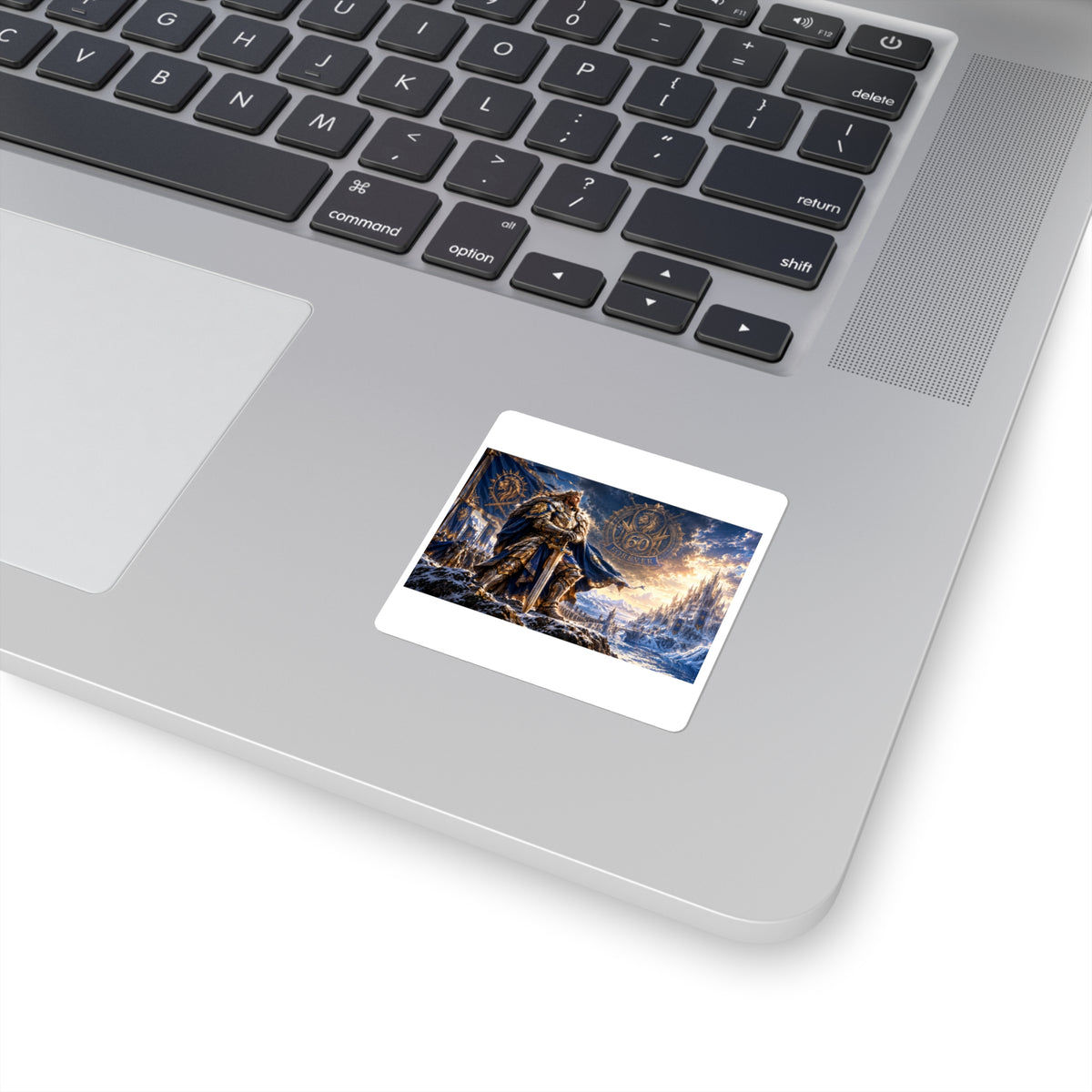 Square Sticker — Viking Warrior Frost Battle Scene (60 Forever Emblem)