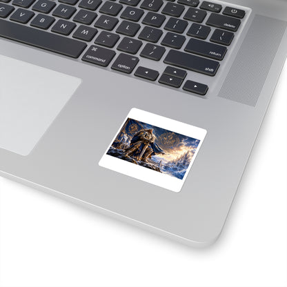 Square Sticker — Viking Warrior Frost Battle Scene (60 Forever Emblem)