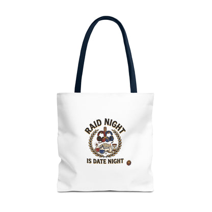 Raid Night Is Date Night Tote Bag — Military Police Themed Canvas Tote