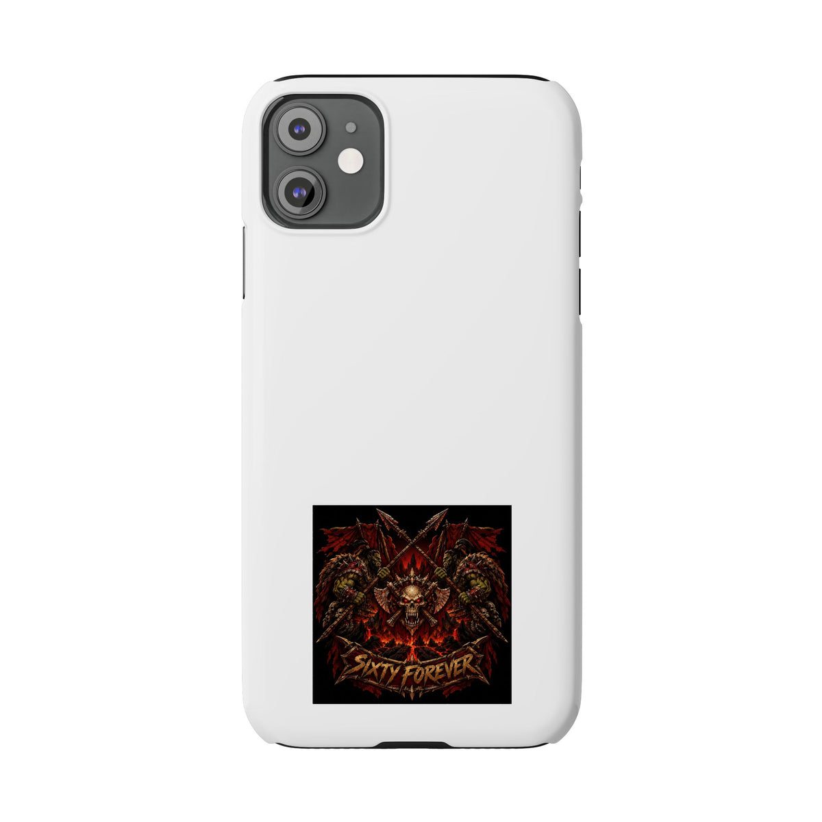 Slim Phone Case — 'Sixty Forever' Gothic Skull & Wings Design