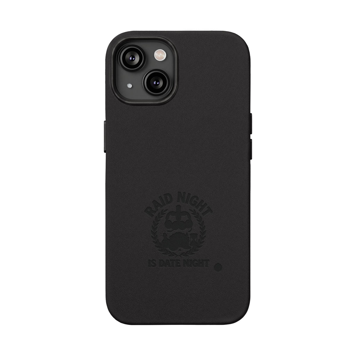 Engraved PU Leather Phone Case — 'Raid Night' Embossed Protective Cover