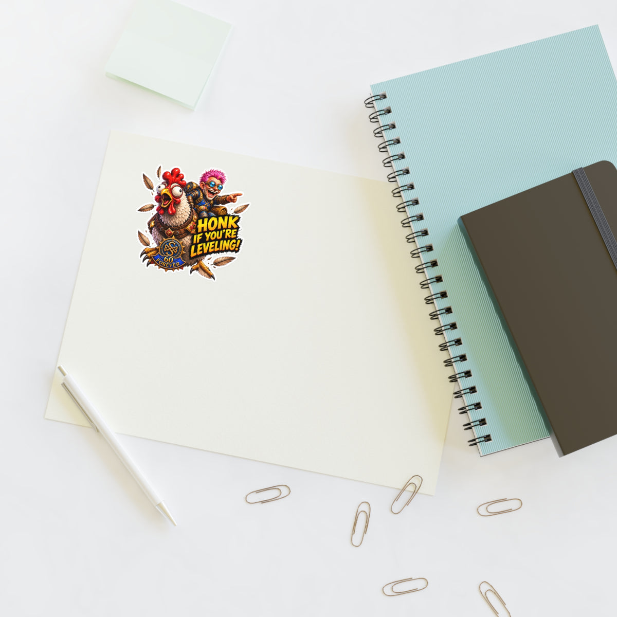 Honk If You’re Leveling! Gamer Chicken Sticker Sheet — RPG Level-Up Decor