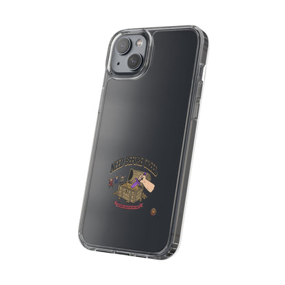 Clear Phone Case — "Need Before Greed" Treasure Chest Design