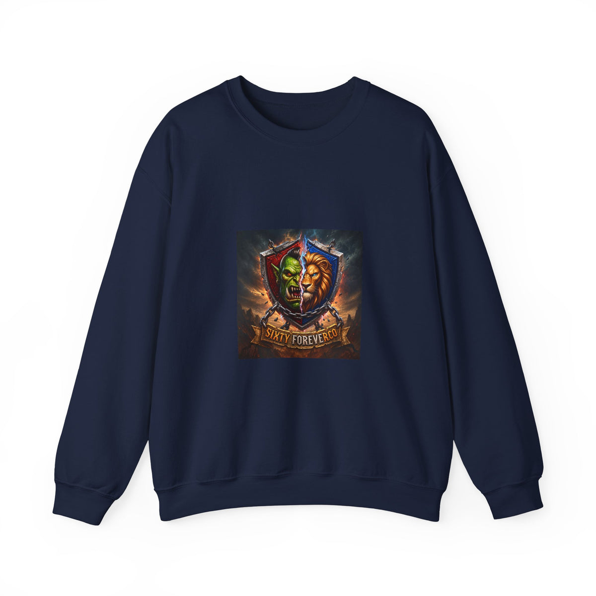 Fantasy Crest Crewneck Sweatshirt — "Forever" Shield Graphic