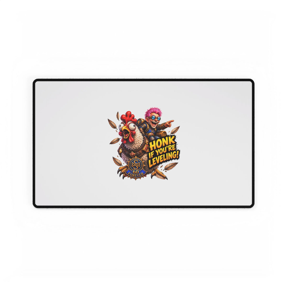 Gaming Desk Mat – "Honk If You're Leveling" Chicken & Gamer Design