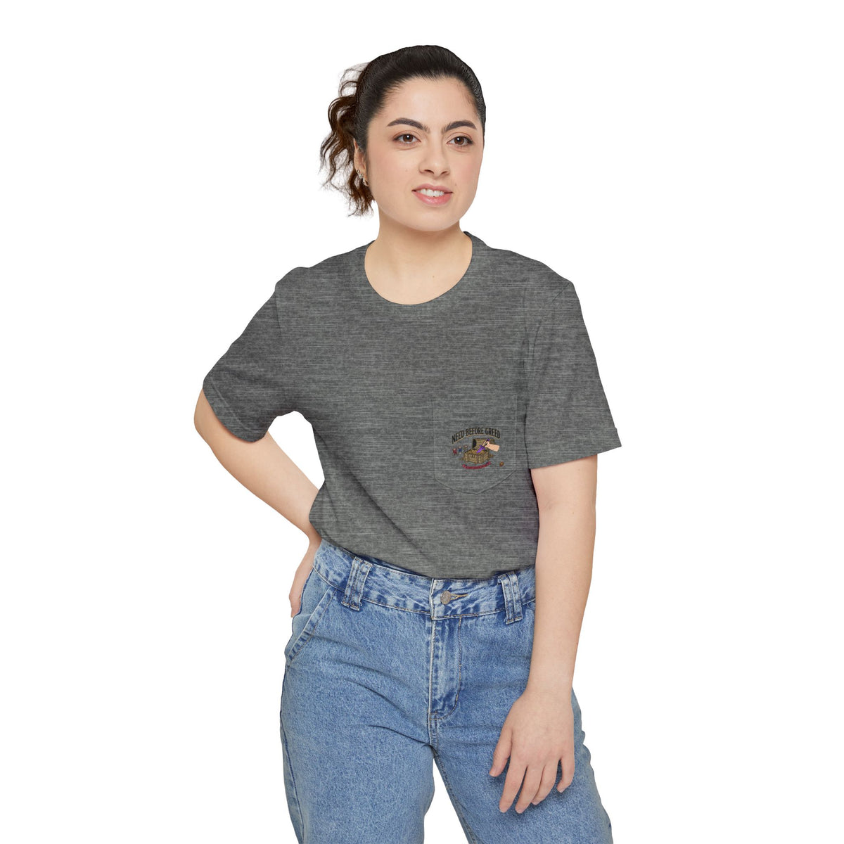 Pocket T‑Shirt — 'Coffee Before Talkie' Retro Coffee Pocket Tee