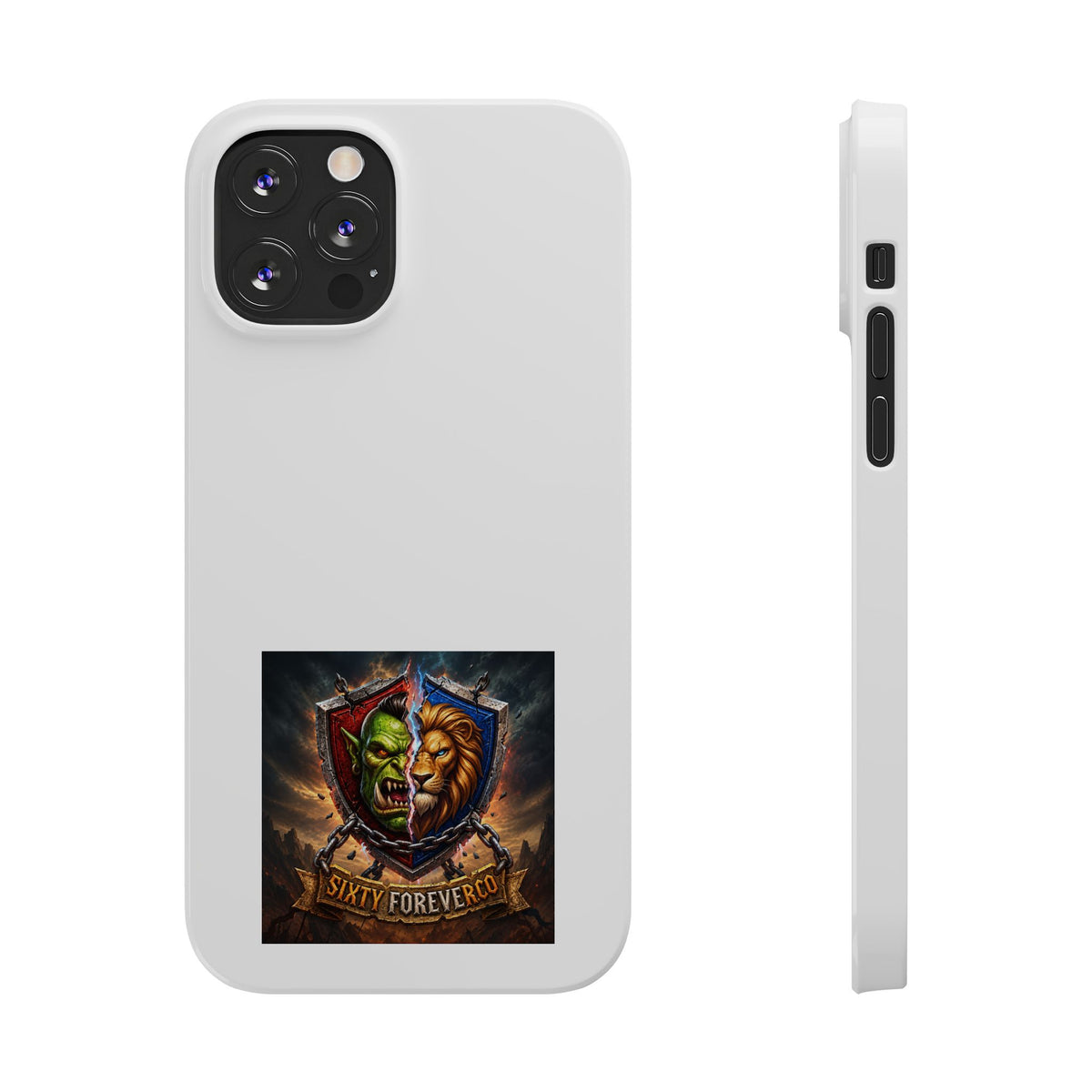 Slim Phone Case — Fantasy Shield Orc & Lion Crest "Sixty Forever"