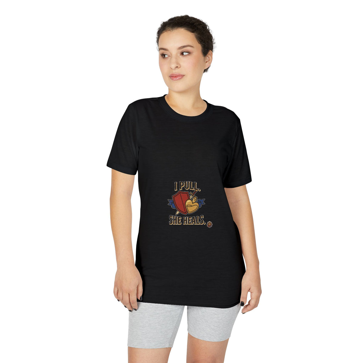 I Pull, She Heals Weightlifting T-Shirt — Couples Gym Workout Tee