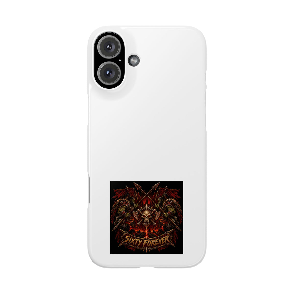 Slim Phone Case — 'Sixty Forever' Gothic Skull & Wings Design