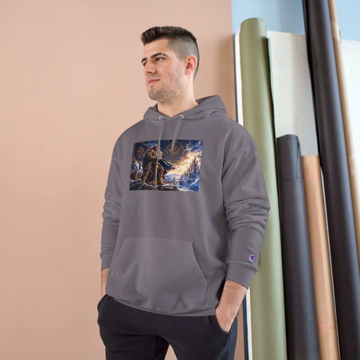 Viking Warrior Winter Hoodie – Norse Longship Battle Graphic
