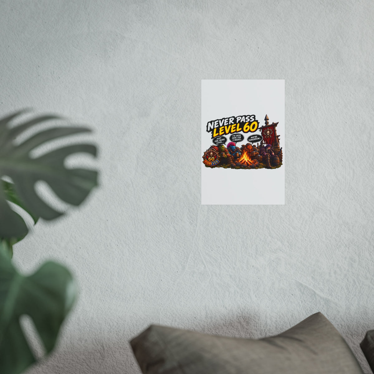 Never Pass Level 60 Fine Art Poster – Funny Gamer 60th Birthday Wall Art