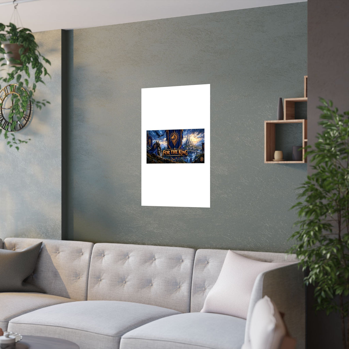 For The King Satin Poster — Fantasy Castle & Lion Banner Wall Art