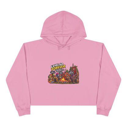 Gaming Camp Crop Hoodie — "Level 60 Forever" Retro RPG Graphic
