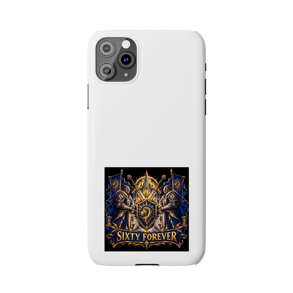 Slim Phone Case — "Sixty Forever" Shield Knight Graphic