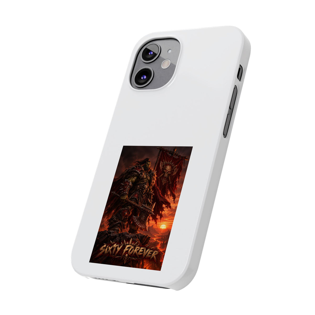Slim Phone Case — Dark Viking Warrior 'Sixty Forever' Graphic