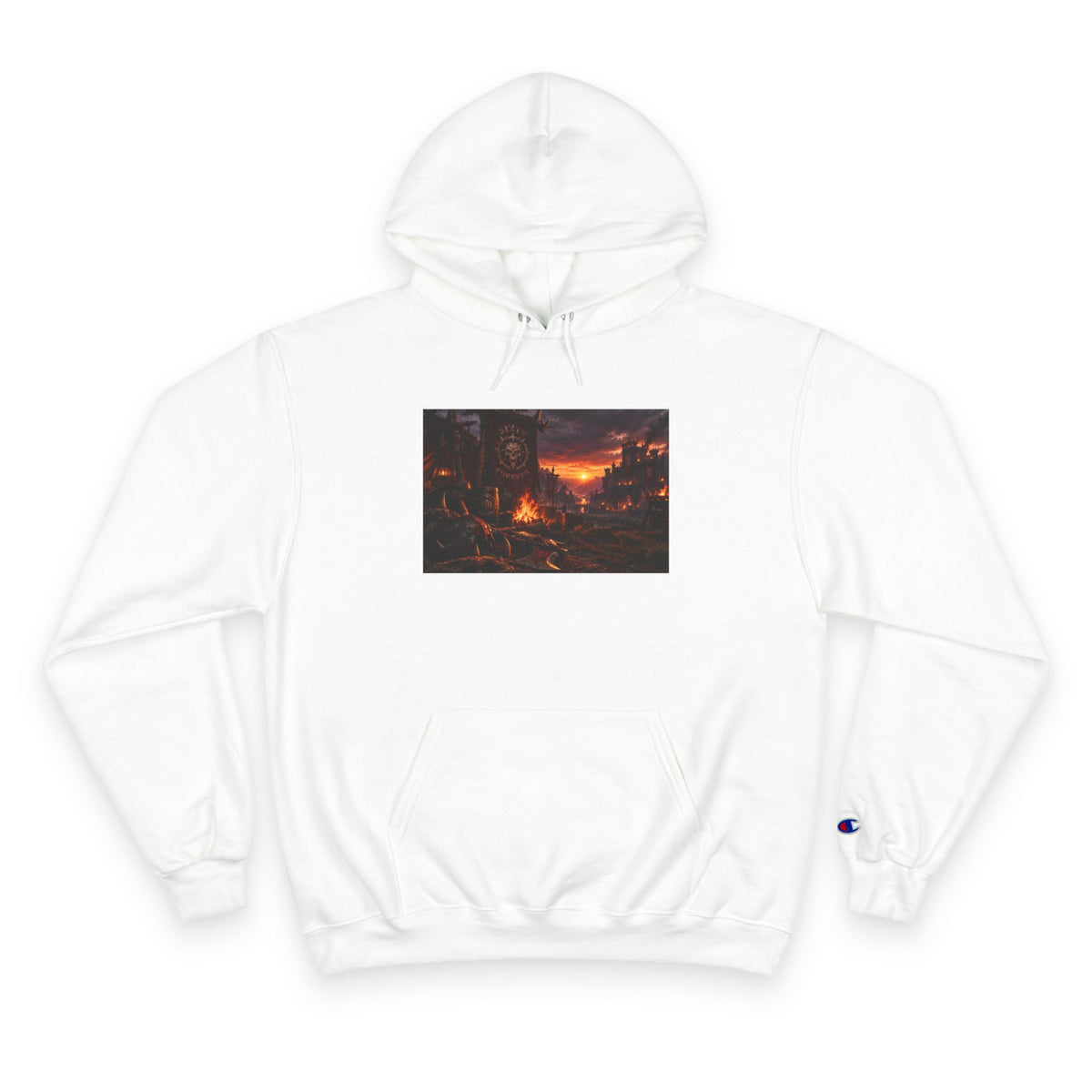 Champion Hoodie — Sunset Cityscape Graphic Hoodie