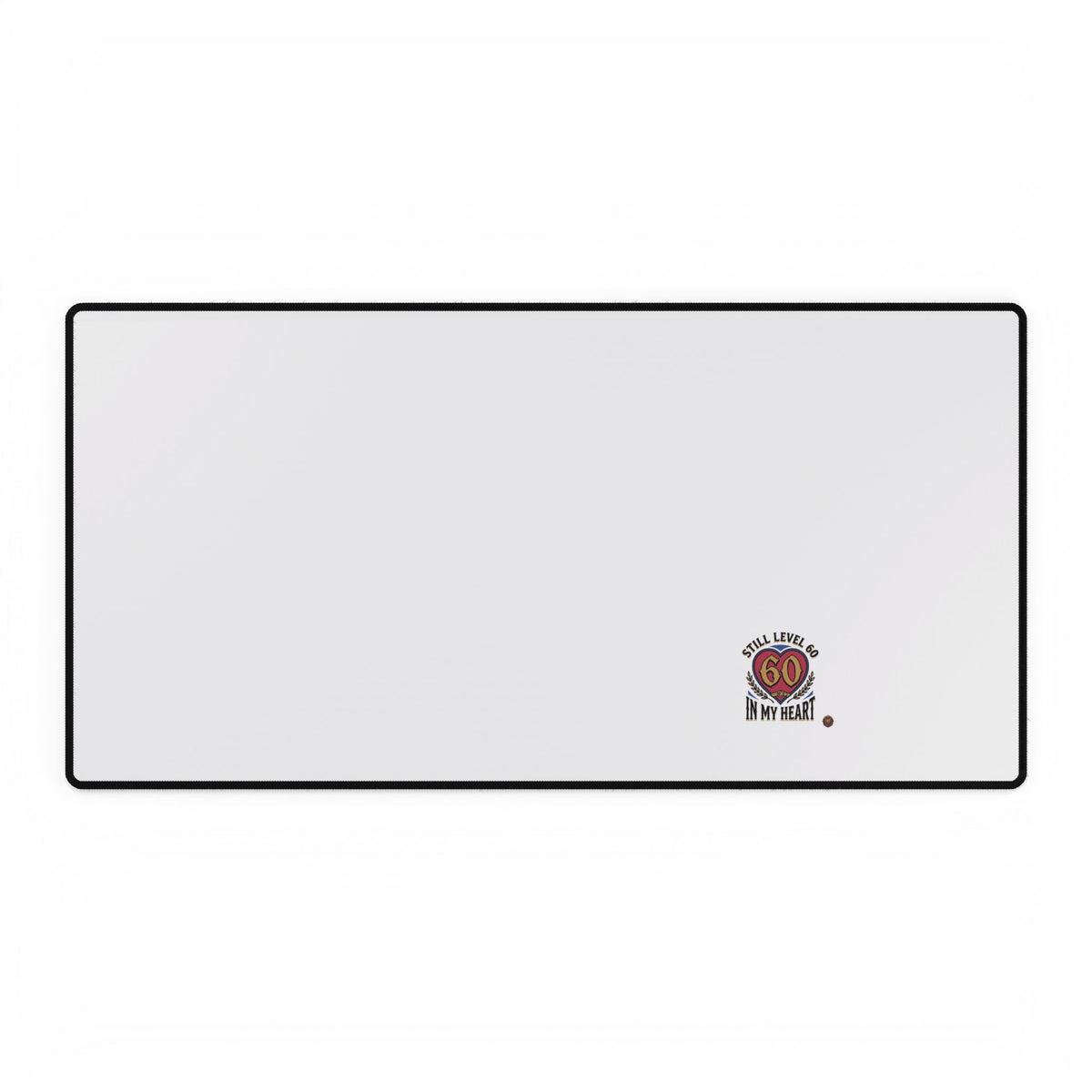Large Desk Mat — Minimal White Gaming/Office Pad with 'All I Need Is Go In My Heart' Badge