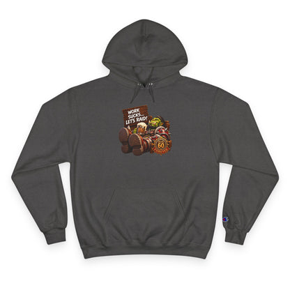 Champion Hoodie — 'Work Hard, Play Hard' Retro Thanksgiving Harvest Graphic