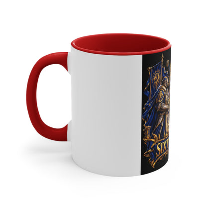Sixty Forever Accent Mug — Medieval Crest Lion Shield Birthday Coffee Cup