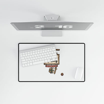 BRB Questing Desk Mat — Gaming Mouse Pad with "brb Questing" Sign Art