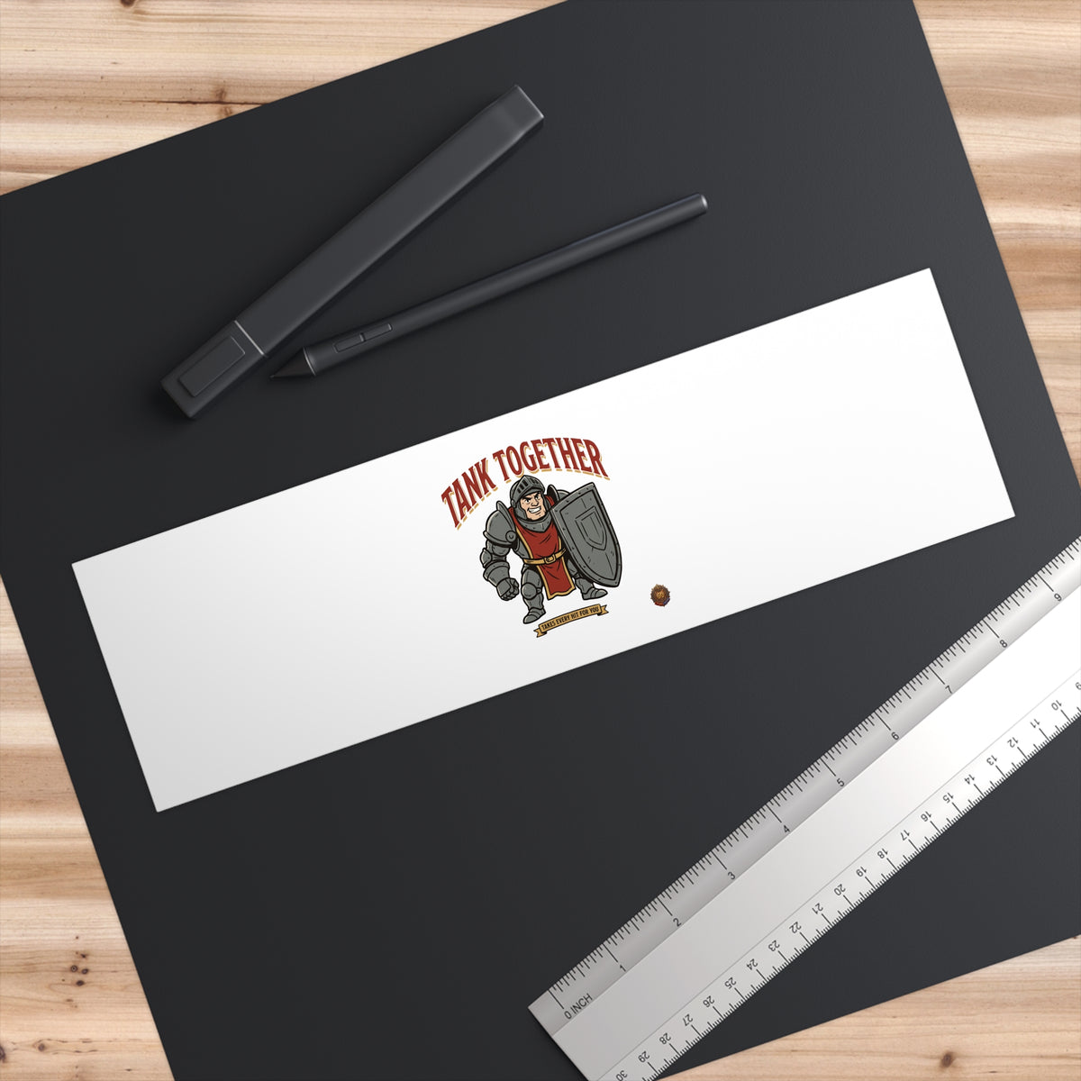 Tank Together Bumper Sticker — Cute Armored Puppy with Shield