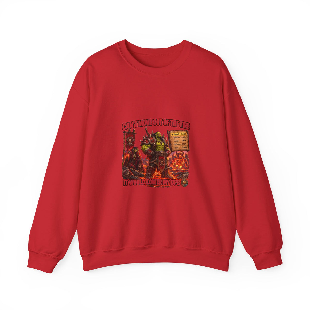 Crewneck Sweatshirt — Retro Dungeons & Dragons Goblin Art "Get Out of the Fire" RPG Gaming Tee