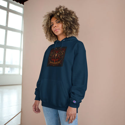 Champion Hoodie — Gothic Floral Skull Graphic Pullover