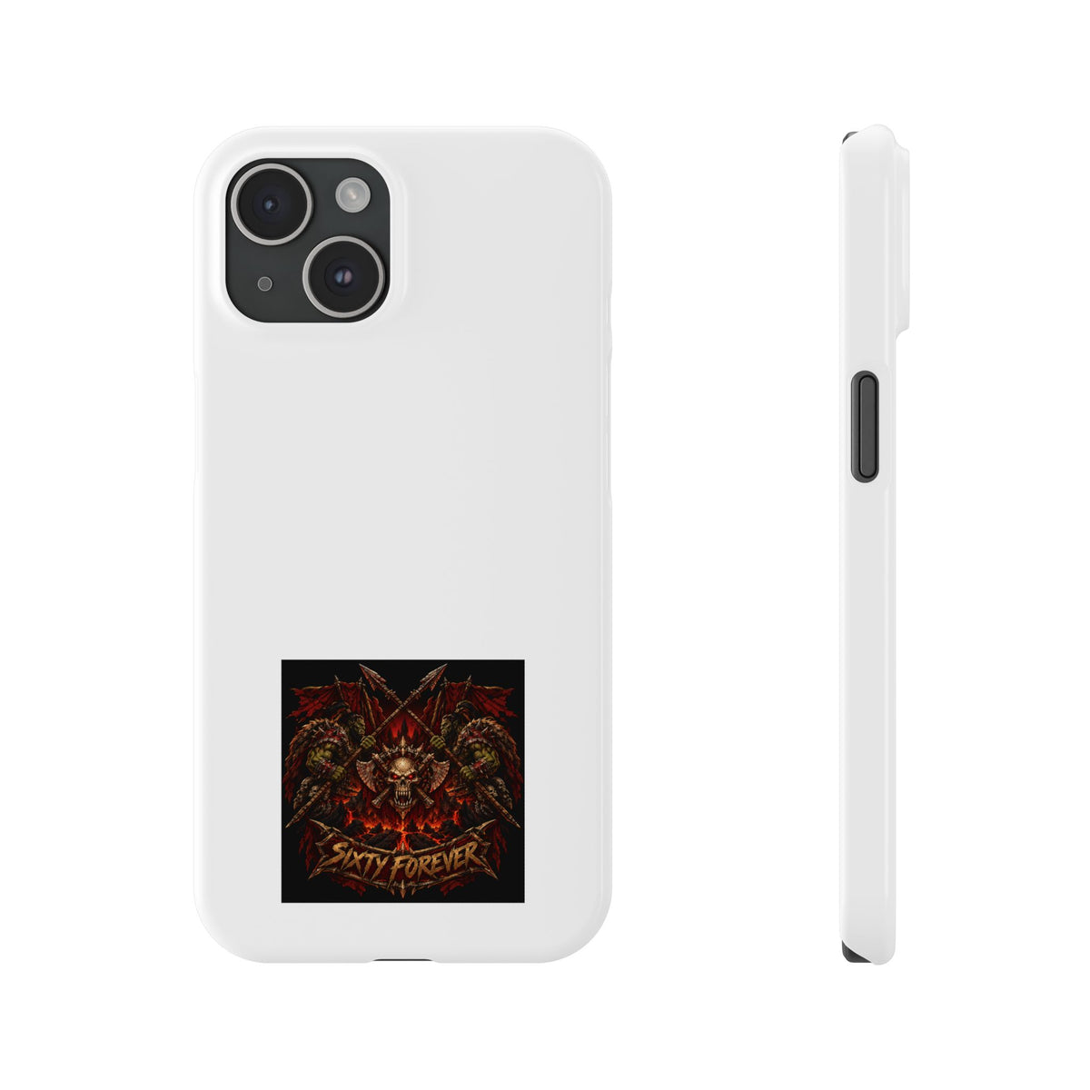 Slim Phone Case — 'Sixty Forever' Gothic Skull & Wings Design