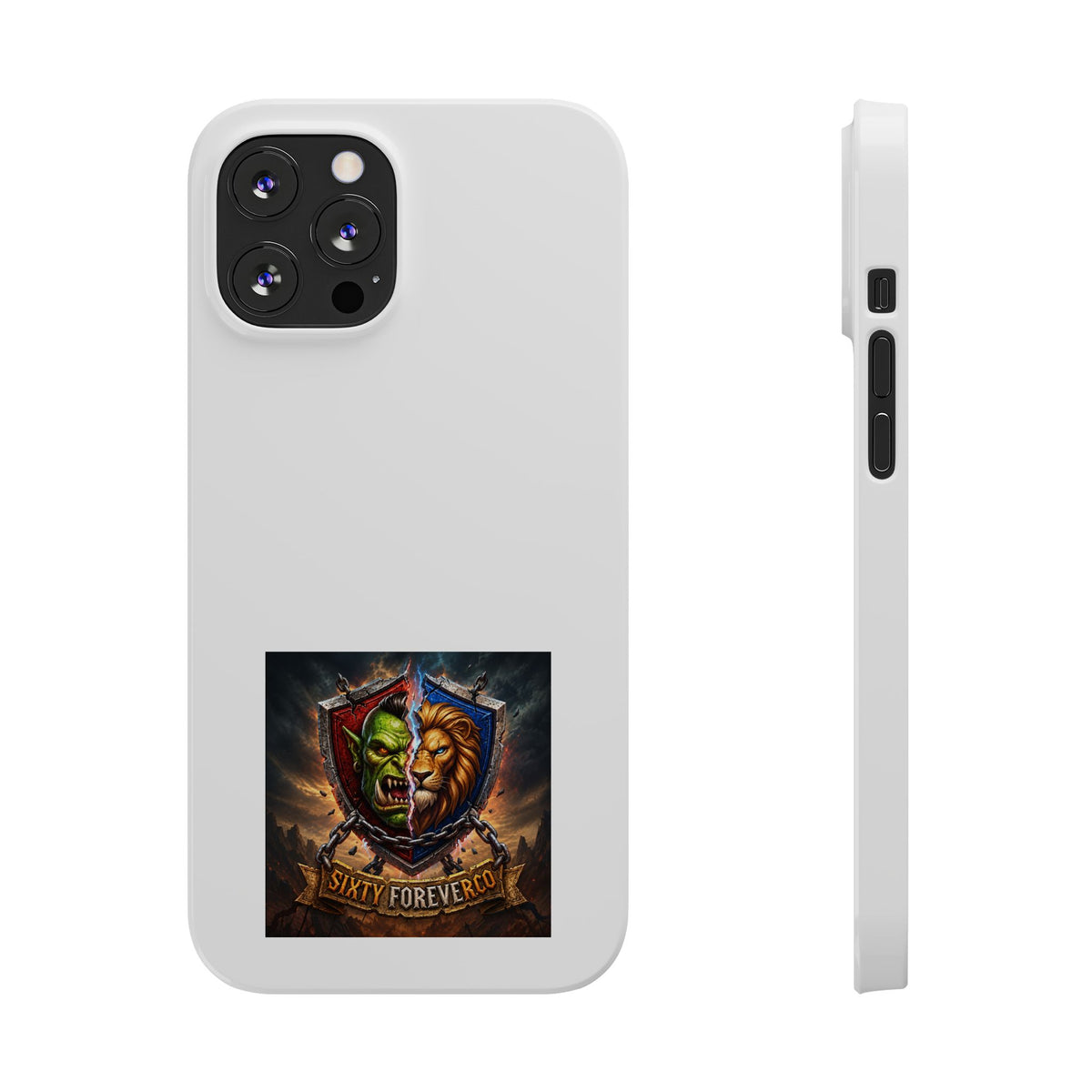 Slim Phone Case — Fantasy Shield Orc & Lion Crest "Sixty Forever"