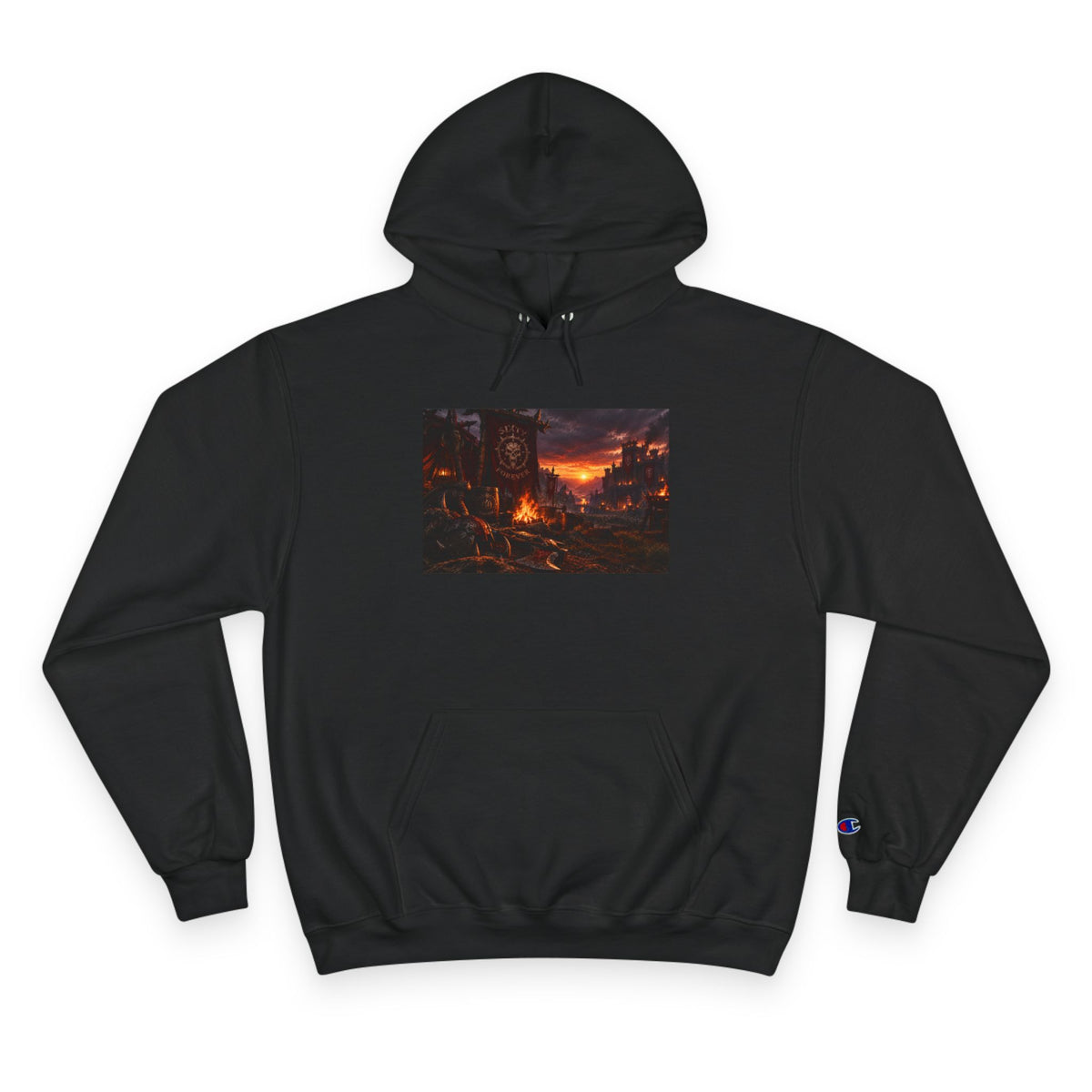 Champion Hoodie — Sunset Cityscape Graphic Hoodie