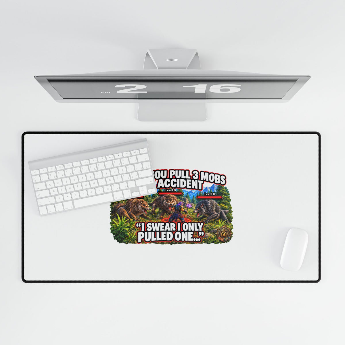 Gaming Desk Mat — “When You Pull 3 Mobs By Accident” Funny MMO Mousepad