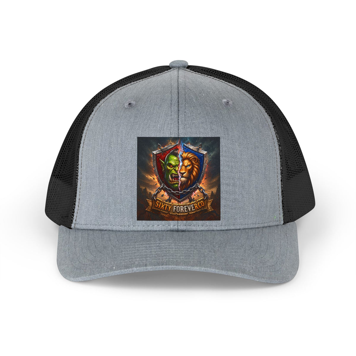 Trucker Hat — 'Stay Forever' Retro Lion & Mask Shield Graphic