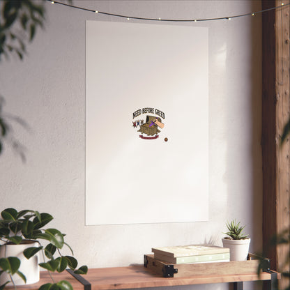 Need Before Greed Fine Art Poster — Vintage Chest Illustration, Inspirational Wall Art