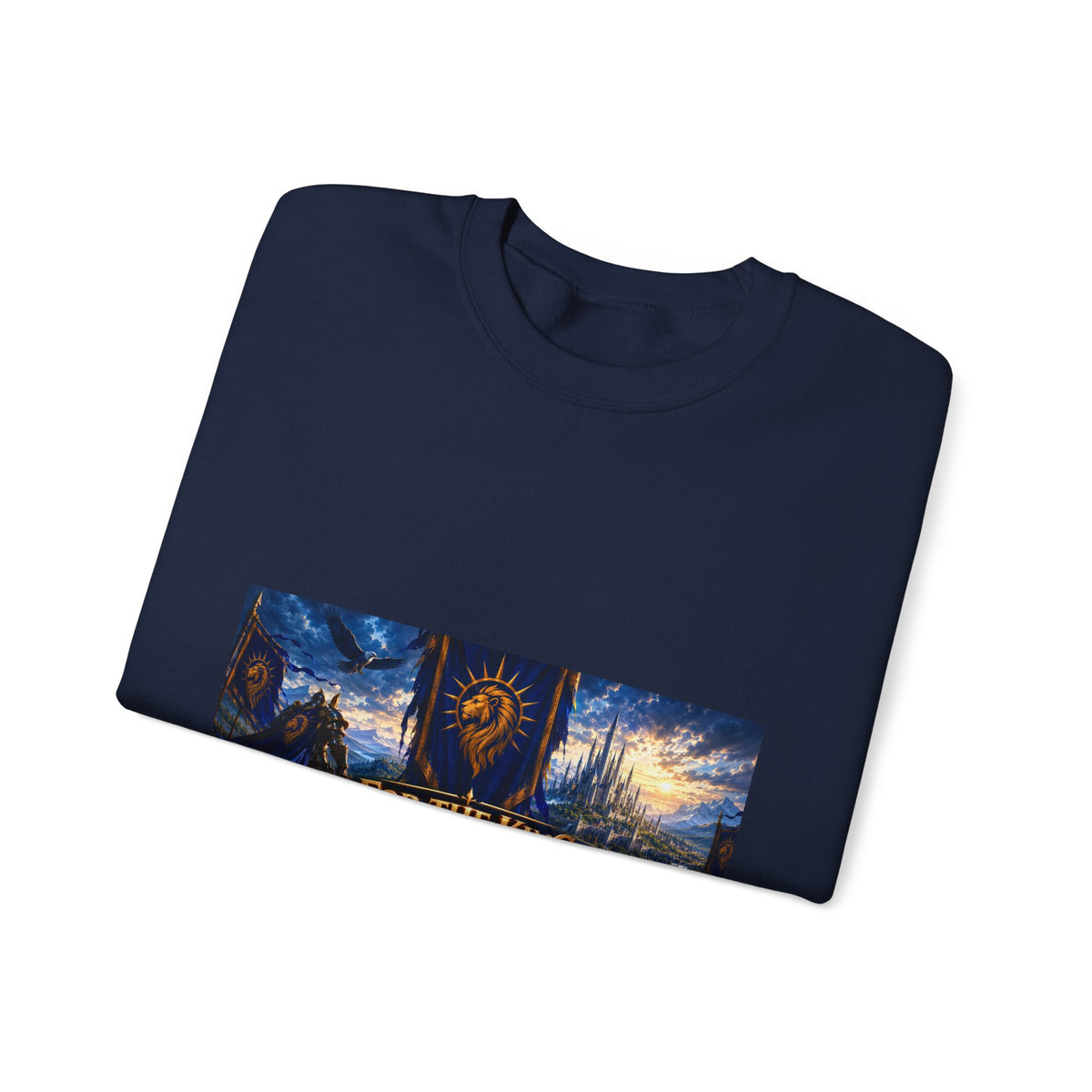 For the King Crewneck Sweatshirt – Medieval Fantasy Gaming Design