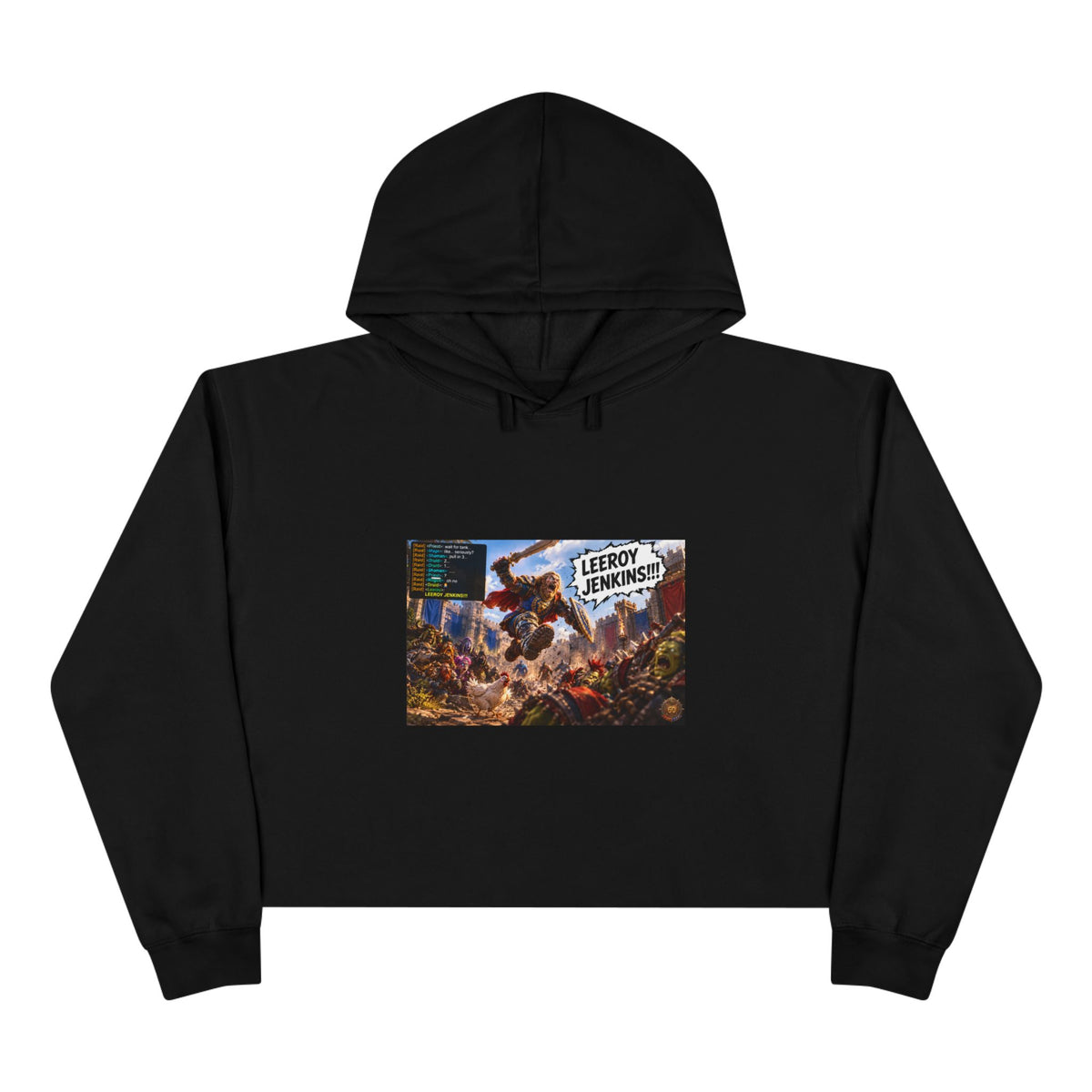 Crop Hoodie — 'Leeroy Jenkins!' Gaming Meme Cropped Hoodie