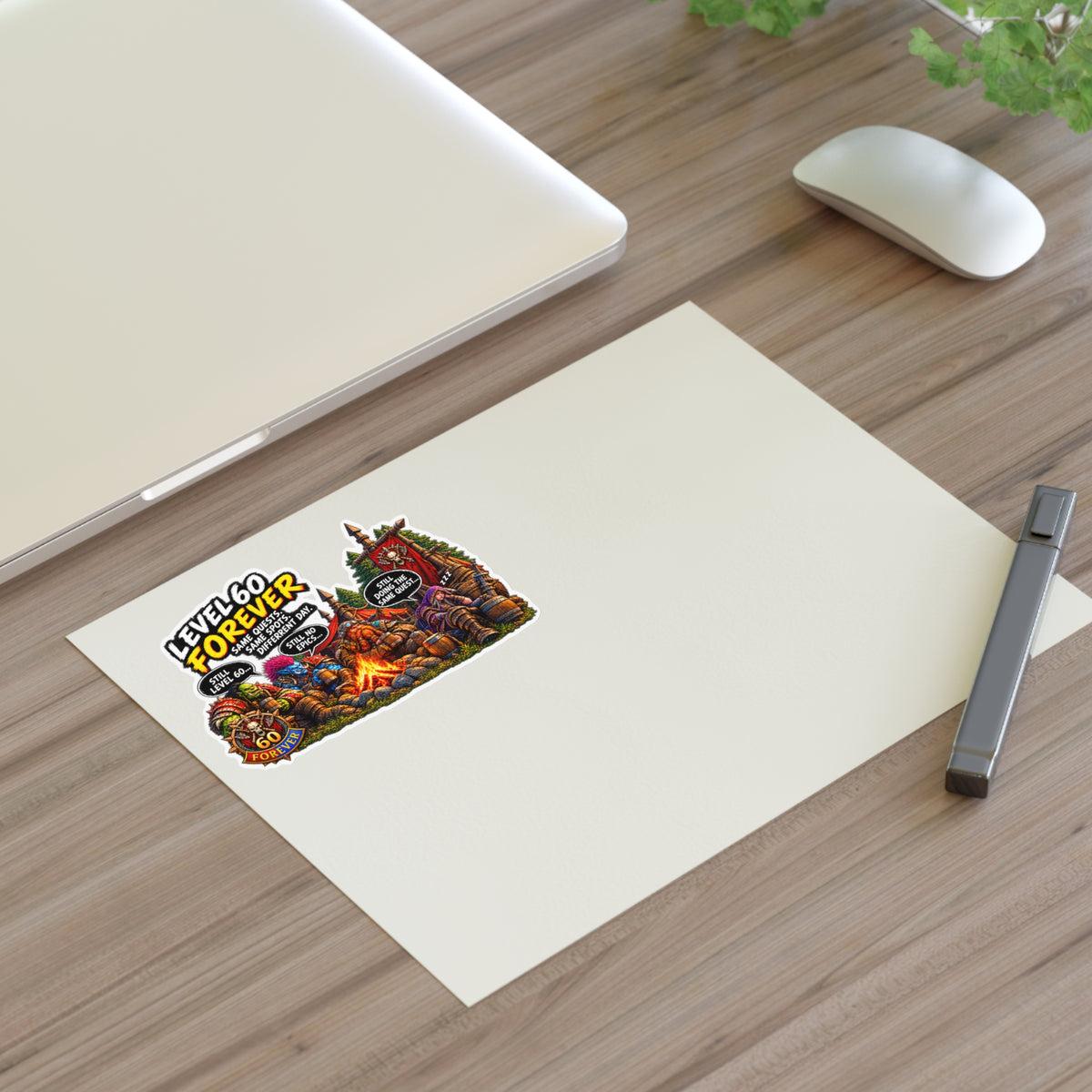 Sticker Sheet — "Level 60 Forever" Camping Gamer Sticker