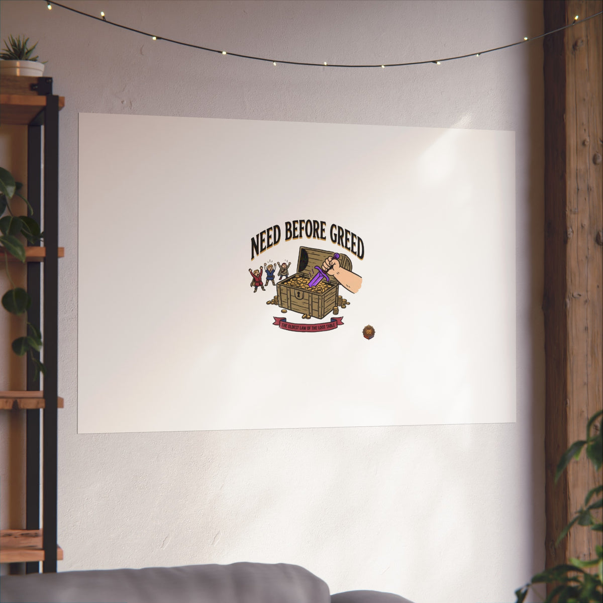Need Before Greed Fine Art Poster — Vintage Chest Illustration, Inspirational Wall Art