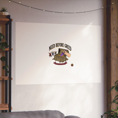Need Before Greed Fine Art Poster — Vintage Chest Illustration, Inspirational Wall Art