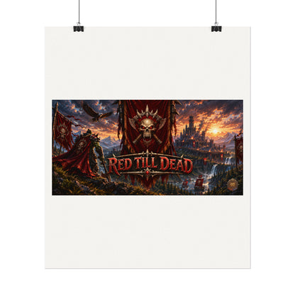 Red Till Dead Gothic Skull Poster — Textured Watercolor Matte Print