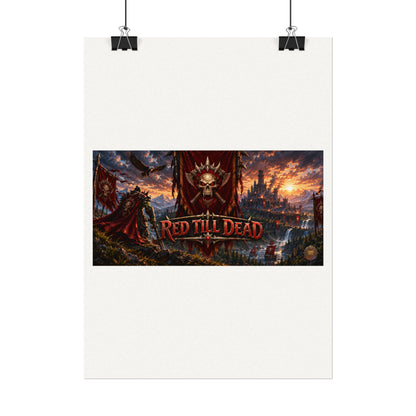 Red Till Dead Gothic Skull Poster — Textured Watercolor Matte Print