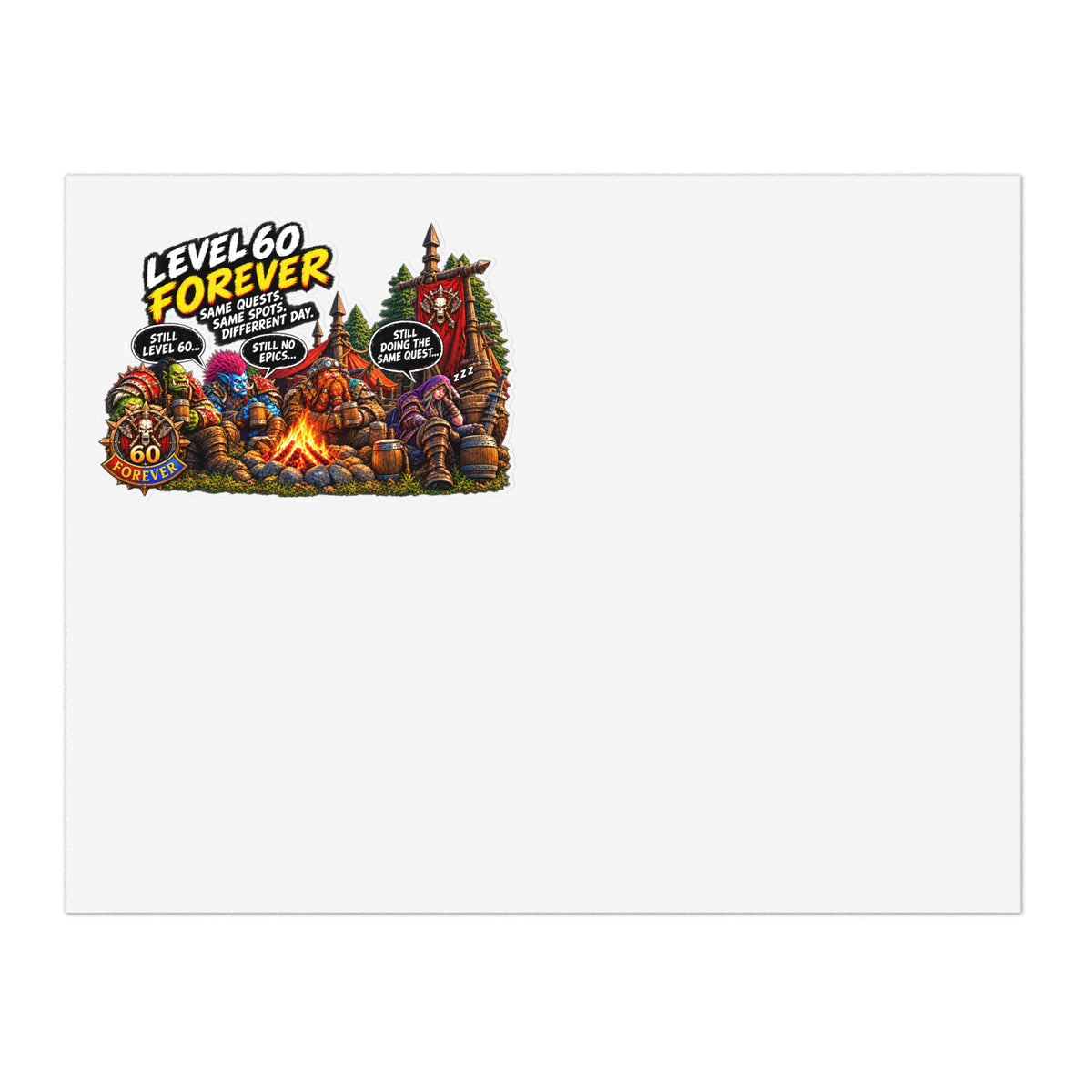 Sticker Sheet — "Level 60 Forever" Camping Gamer Sticker