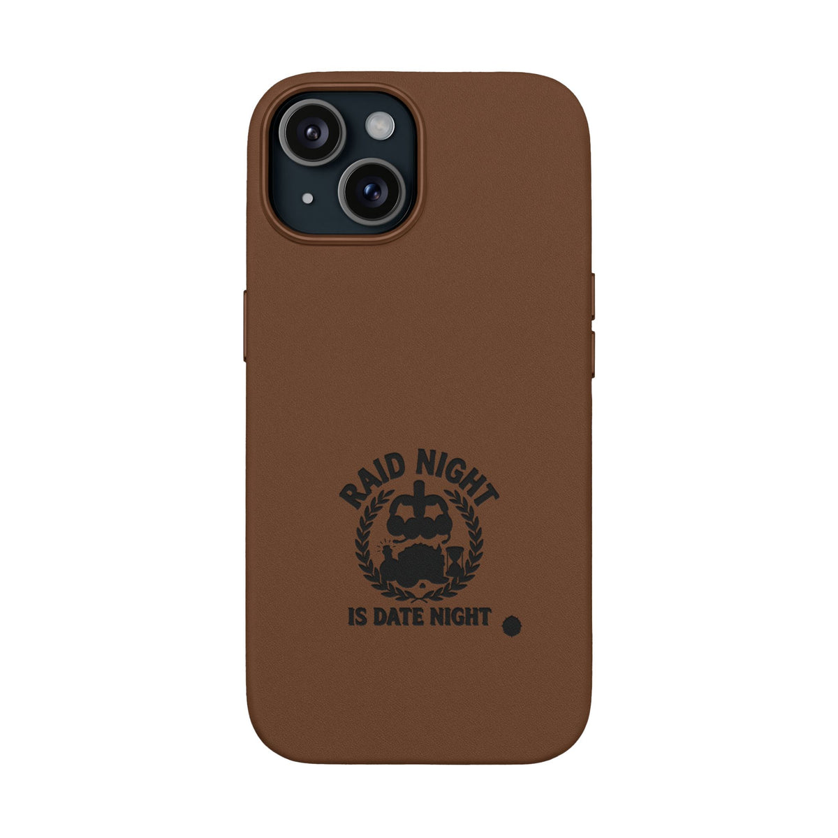 Engraved PU Leather Phone Case — 'Raid Night' Embossed Protective Cover