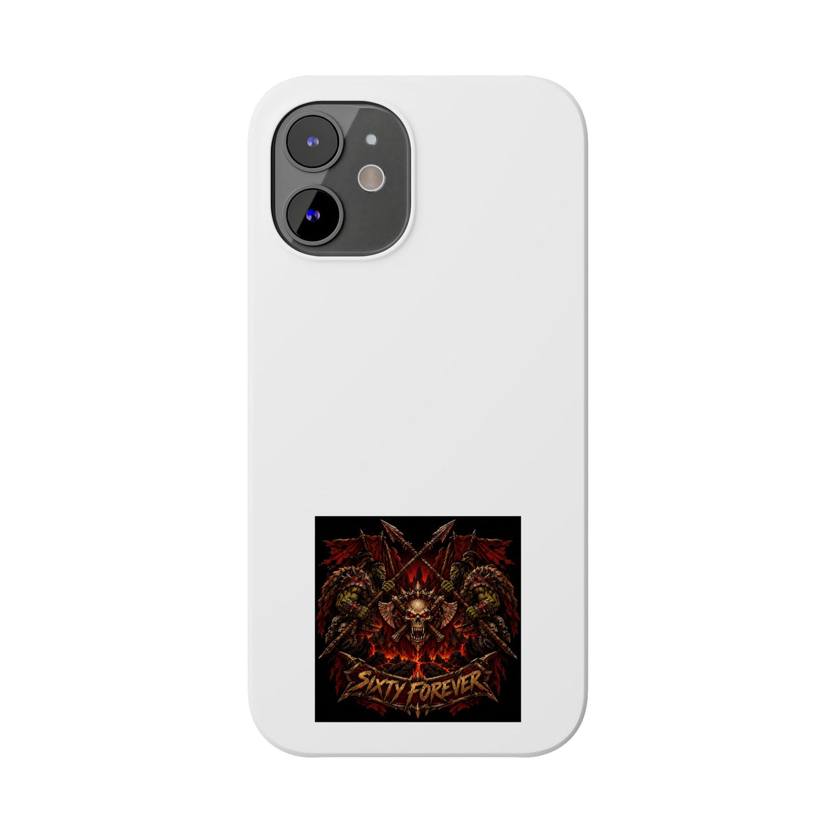 Slim Phone Case — 'Sixty Forever' Gothic Skull & Wings Design