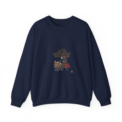 Crewneck Sweatshirt — "LFG: Looking For Groceries" Funny Gamer Shopping Graphic